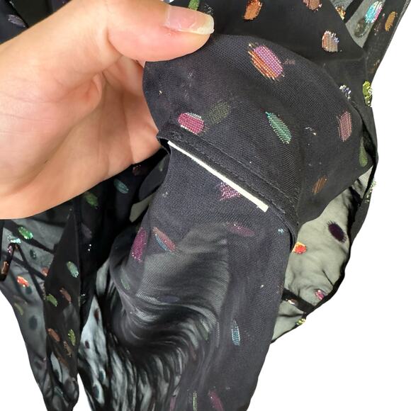 Diane Von Furstenburg DVF Lilian Metallic Dot Long Sleeve Sheer Blouse - Picture 12 of 12